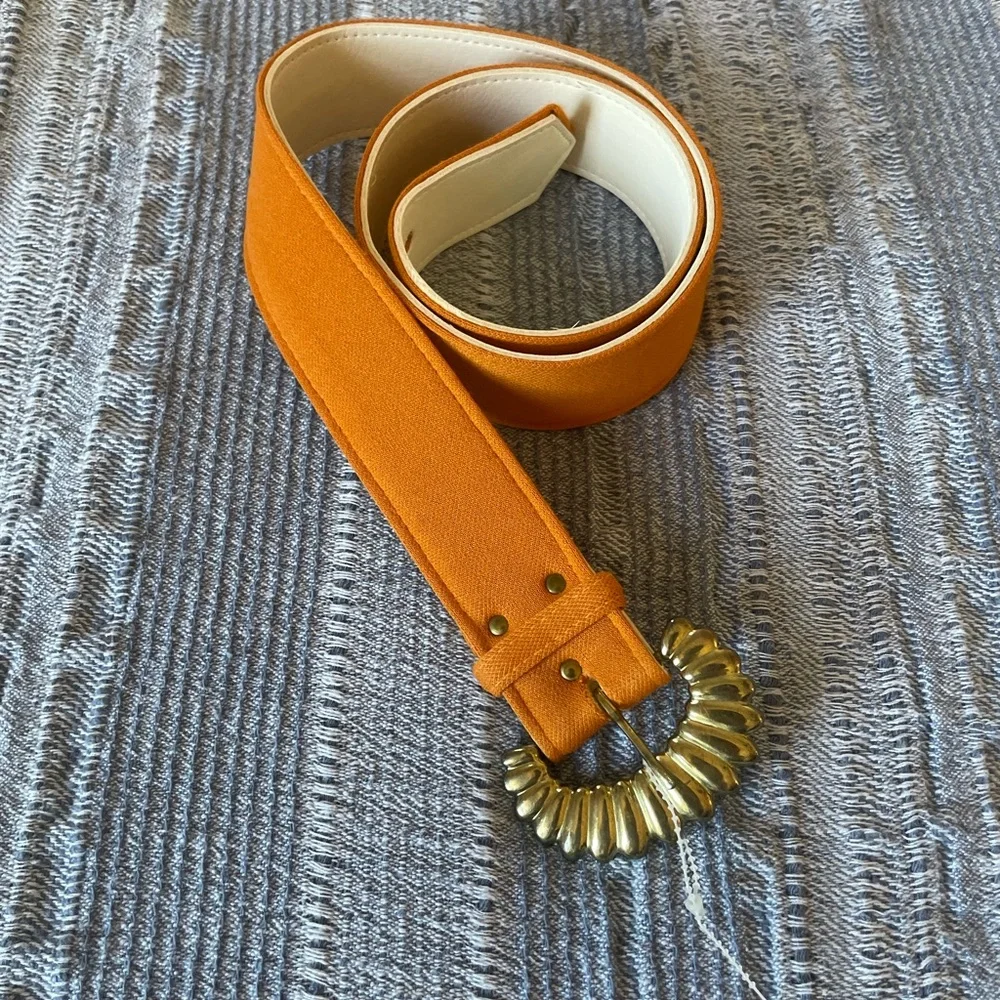 Vintage Gold & Orange Cloth Belt - Picture 6 of 8